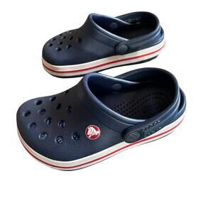 Crocs Kids Crocband Clog Toddler Size 7 Navy Blue Red Slip On Shoes